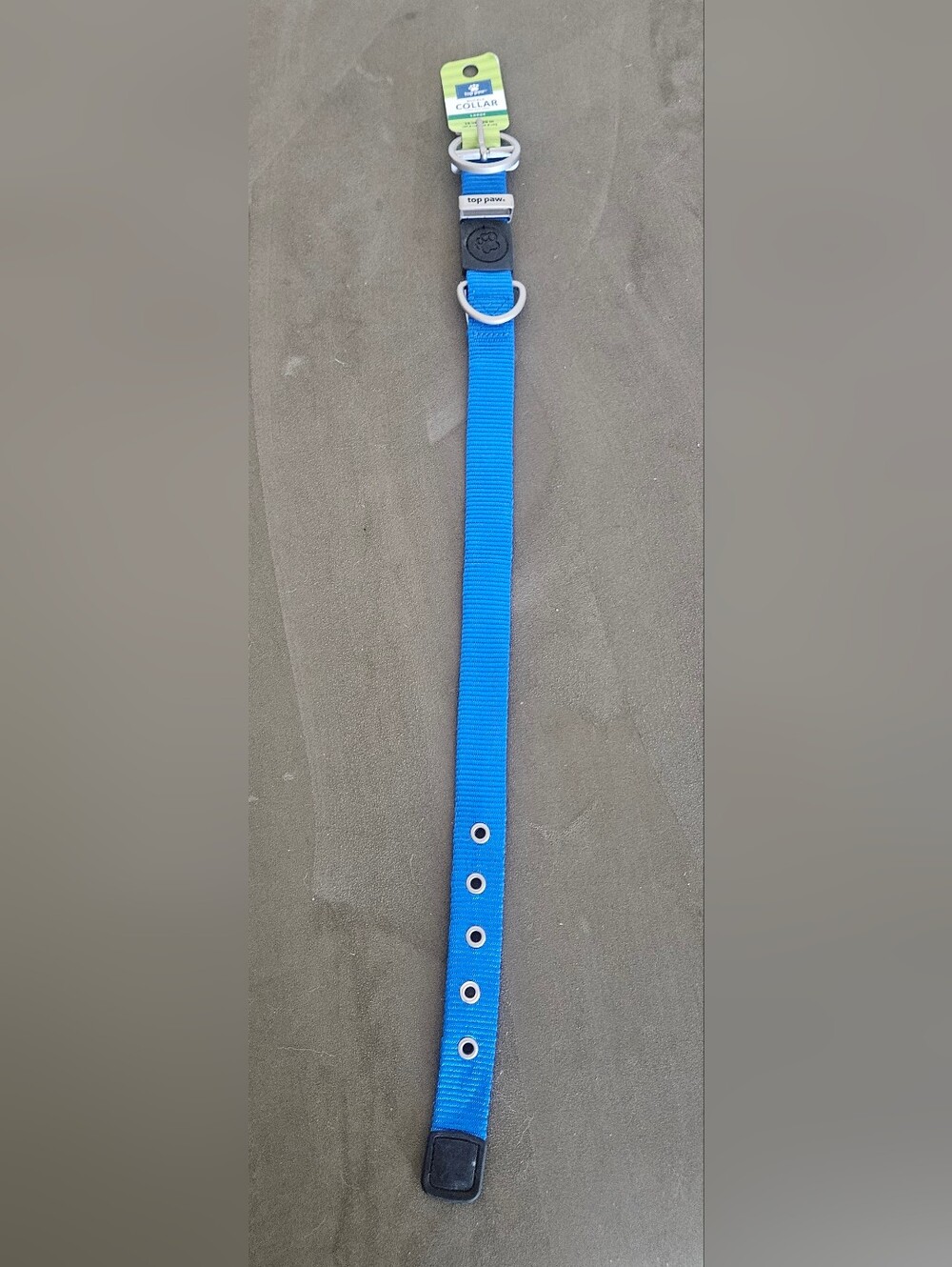 Blue Nylon Dog Collar with Metal D-Ring - Top Paw Size Large